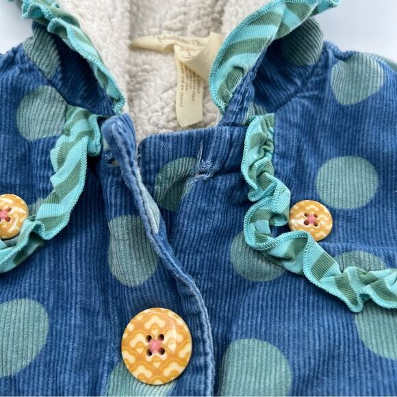 Matilda Jane Blue Ruffle Polka Dot Corduroy Jacket Sherpa Lined Coat - Picture 7 of 7